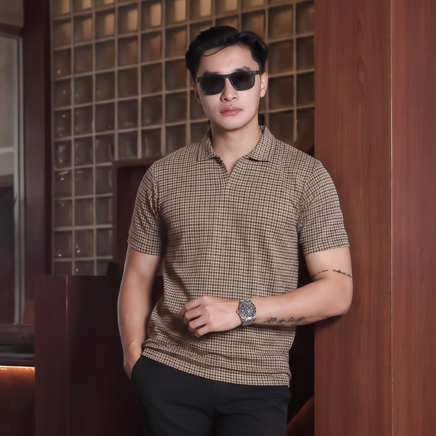 Bravo - Austin Kaos Polo Knit Pria Austin Korean Style Textured Knit Tanpa Kancing