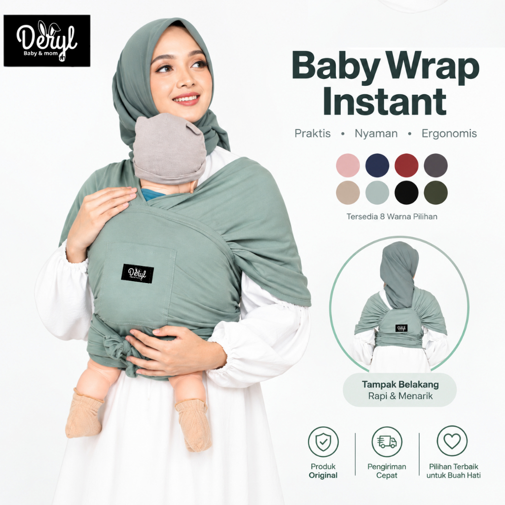 Baby Wrap instan 3in1 Gendongan Bayi Depan New born M Shape