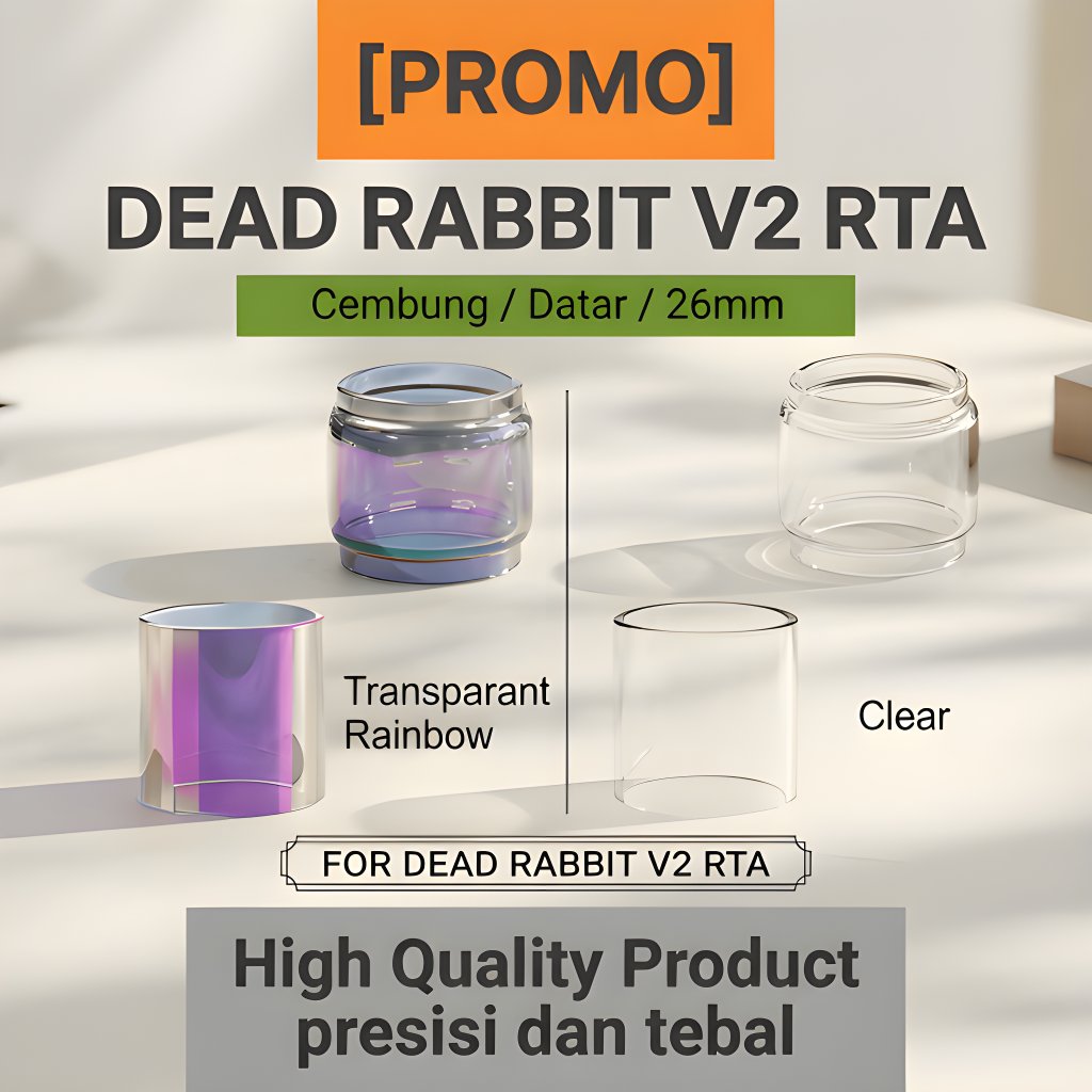(STOK CEPAT HABIS) Kaca Dead Rabbit V2 Straight Replacement Glass