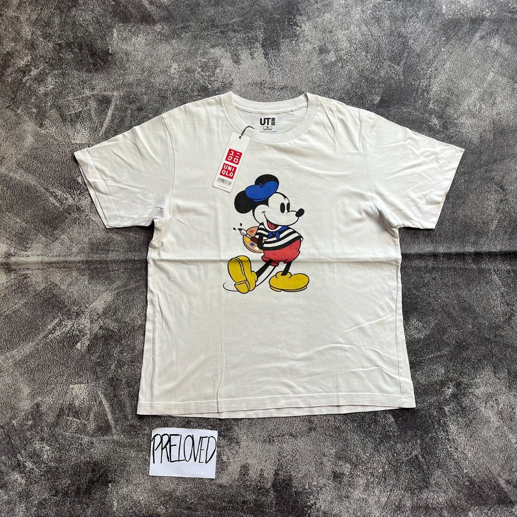 Tshirt Uniqlo UT x Disney Mickey Mouse Kaos Putih ukuran M