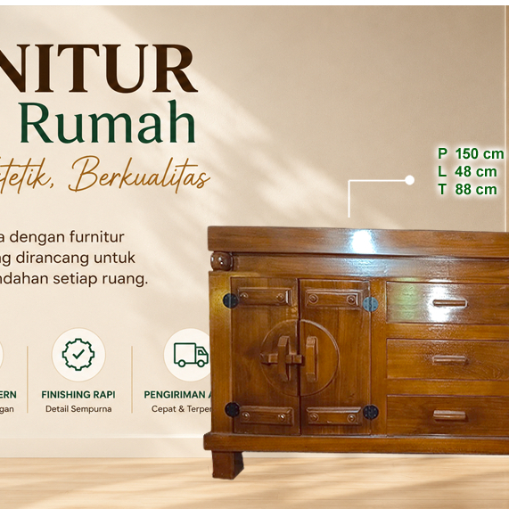 Bufet Jati Minimalis 150 cm