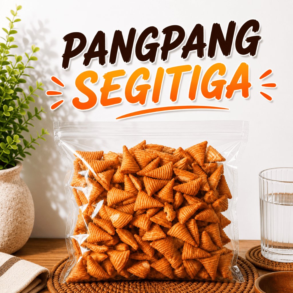 Snack Cemilan Pangpang Segitiga kemasan 60 250 500 gram packing aman Kardus + Bubblewrap