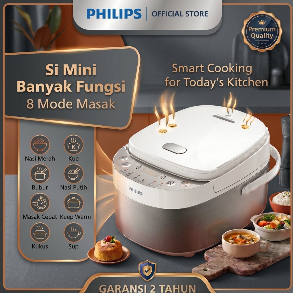 Rice Cooker Digital Penanak Nasi Mini PHILIPS HD3170/33 Mejikom Kecil Magicom HD 3170 Majikom Majico
