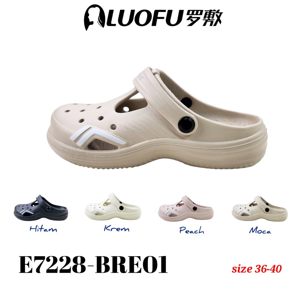 LUOFU SANDAL E7228-BRE01 ORIGINAL jelly karet baim empuk murah adem nyaman tidak licin wanita selop 