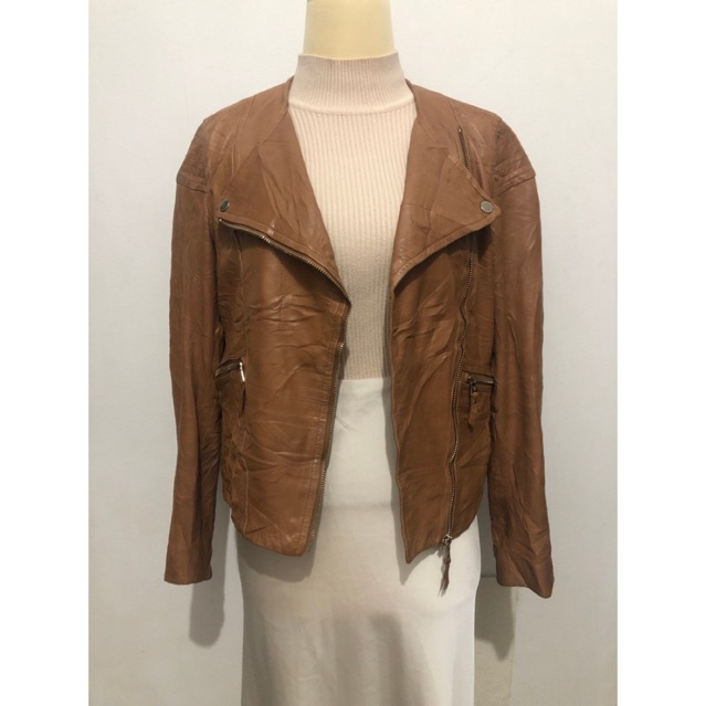 MASSIMO DUTTI jaket kulit biker ramones leather jacket