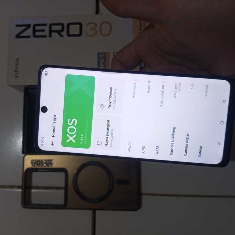 smartphone hp seken infinix zero 30 4g second ram 8gb rom 256gb warna pearl white kelengkapan hp dan