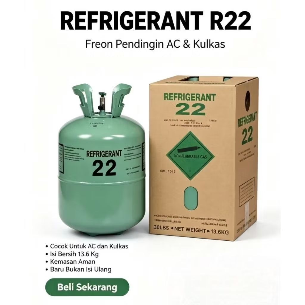 Refrigeran Freon R-22 Tabung 13.6kg Untuk Ac Kulkas Ac Mobil