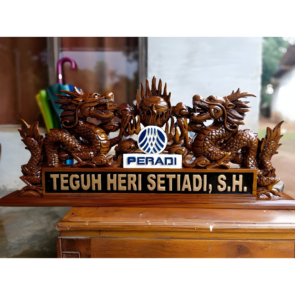 PAPAN NAMA MEJA UKIR / PAPAN NAMA KAYU UKIR NAGA