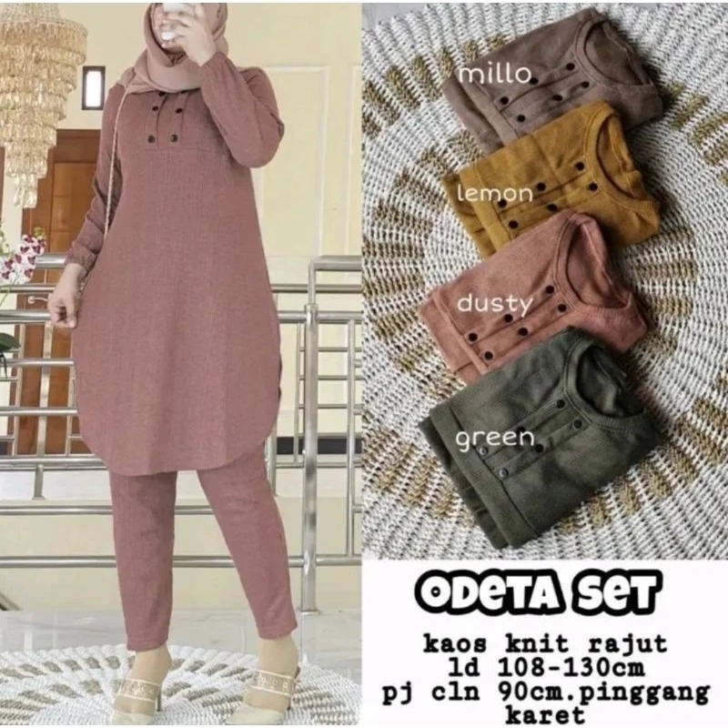 Baju Setelan Wanita Terbaru Odeta Set Jumbo Super Halus Setelan Celana Wanita Fashion Muslim Terbaru