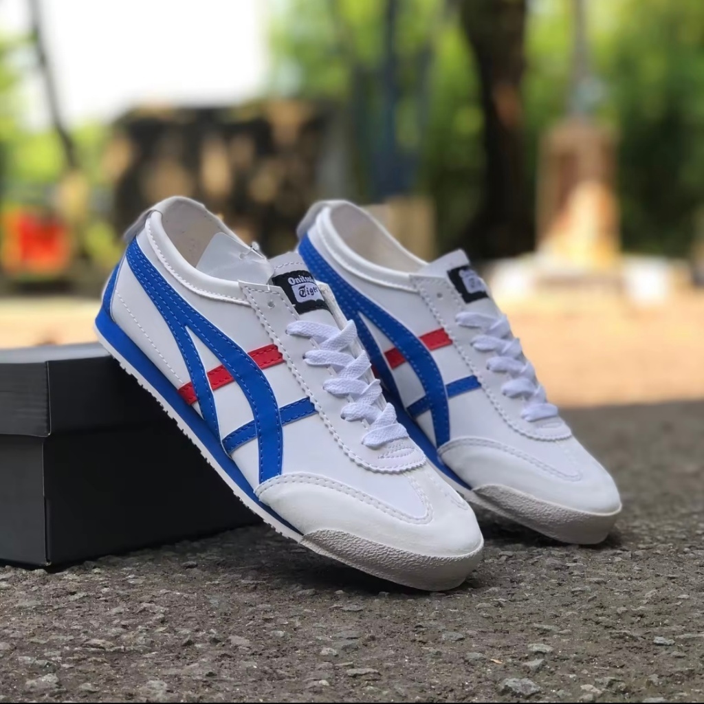 Sepatu Asics Onitsuka Tiger Mexico 66 Putih Prancis Sepatu Pria Wanita Flat Bahan Kulit Sintetis Pre
