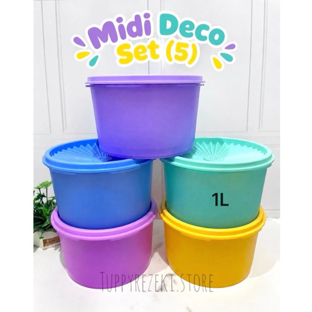 (1SET) Tupperware Set Toples Midi Deco Set Toples 1L isi 5pcs