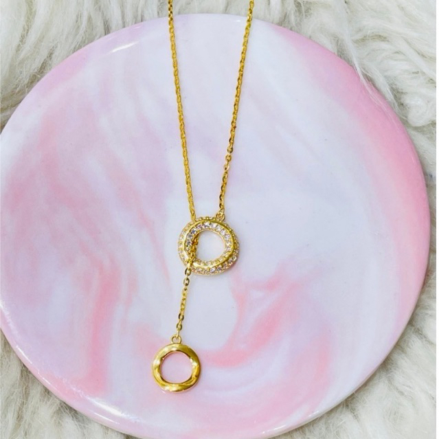 kalung fancy ring bulat polos AD simple elegant emas asli kadar 700