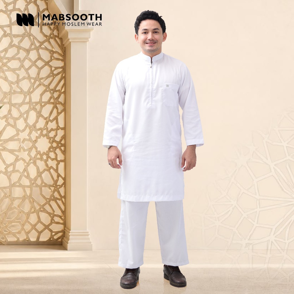Jubah Pria Setelan Kurta Mabsooth / Pakaian Gamis Kurta Pria Dewasa Lengan Panjang Resleting Non Man