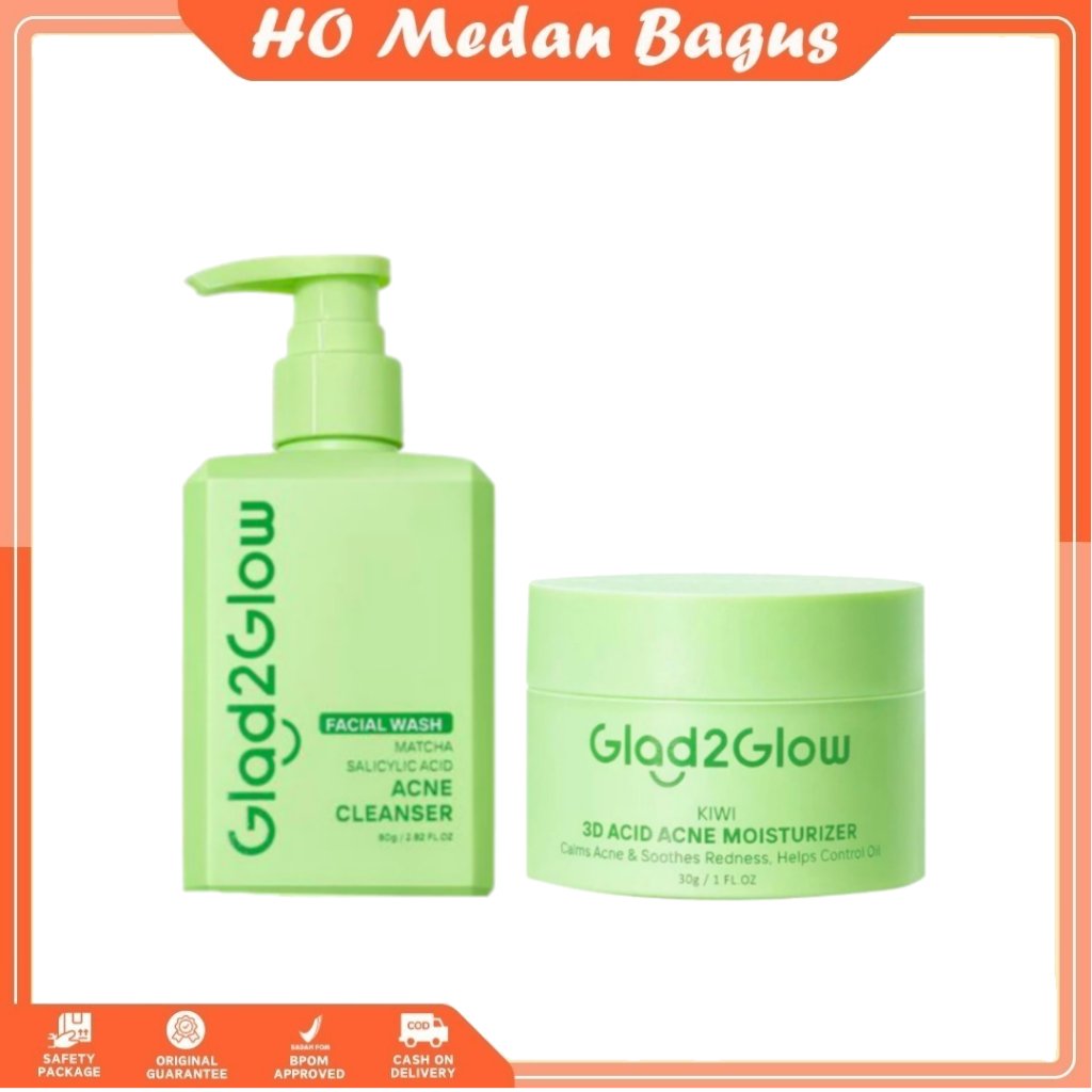 [Bundling] Glad2glow Kiwi 3D Acne Moisturizer 30Gr + Matcha Cleanser 80Gr