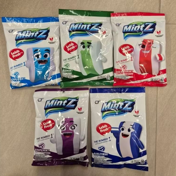 Mintz permen mintz Chewy rasa CHERRY / PEPPERMINT / LEMON/ BARLEY MINT/DUO MINT/ GRAPE 99gr