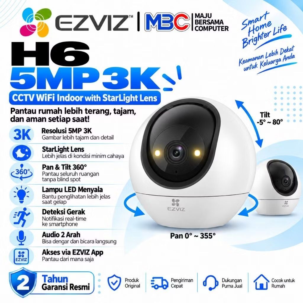 Ezviz H6 5MP 3K Rotate 360 - Smart CCTV Wifi Wireless Camera Smart IP Cam Hikvision Hik Vision C1C H