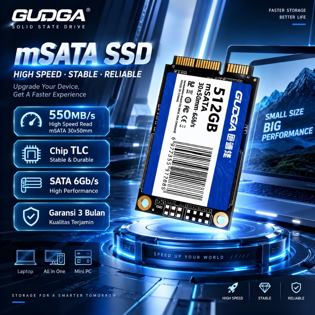 SSD mSATA 512GB GUDGA, Solid State Drive Internal Untuk Upgrade Laptop Notebook Cocok Laptop ASUS, K