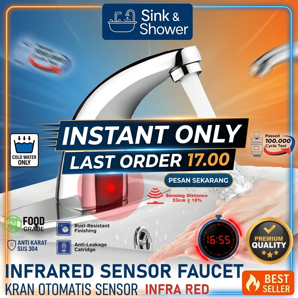 Keran Wastafel Sensor Otomatis Touchless Bathroom Sink Faucet Kran Automatis