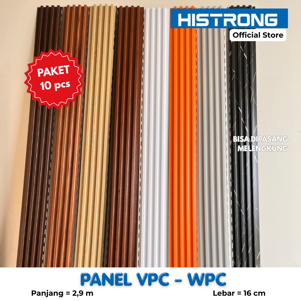 Histrong Official | Paket 10 Lembar Panel Dinding Wave Panel Board VPC 170-LS Panjang 290 cm x 17 cm