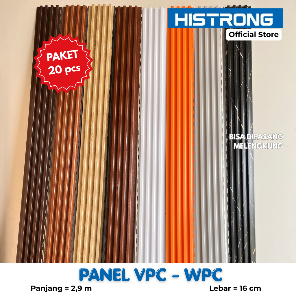 Histrong Official | Paket 20 Lembar Panel Dinding Wave Panel Board VPC 170-LS Panjang 290 cm x 17 cm