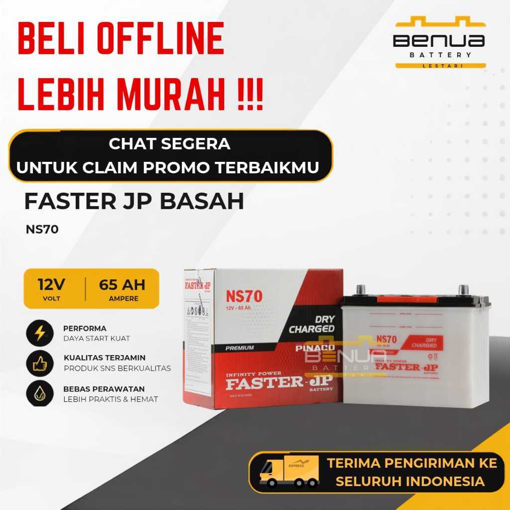 Aki Faster JP BASAH NS70 / Aki NS 70 / Aki Mobil 12V 65Ah Original Faster