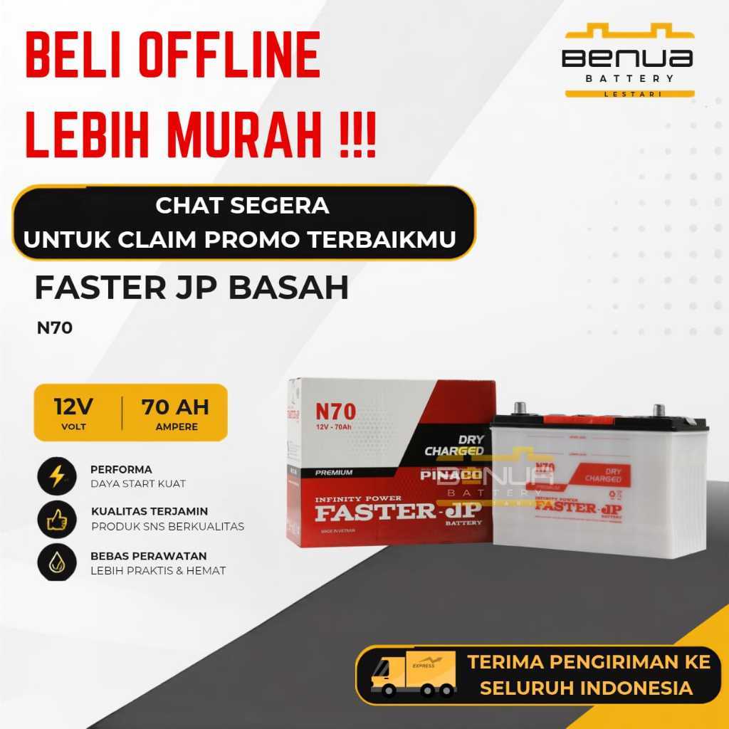 Aki Faster JP BASAH N70 / Aki N 70 / Aki Mobil 12V 70Ah Original Faster