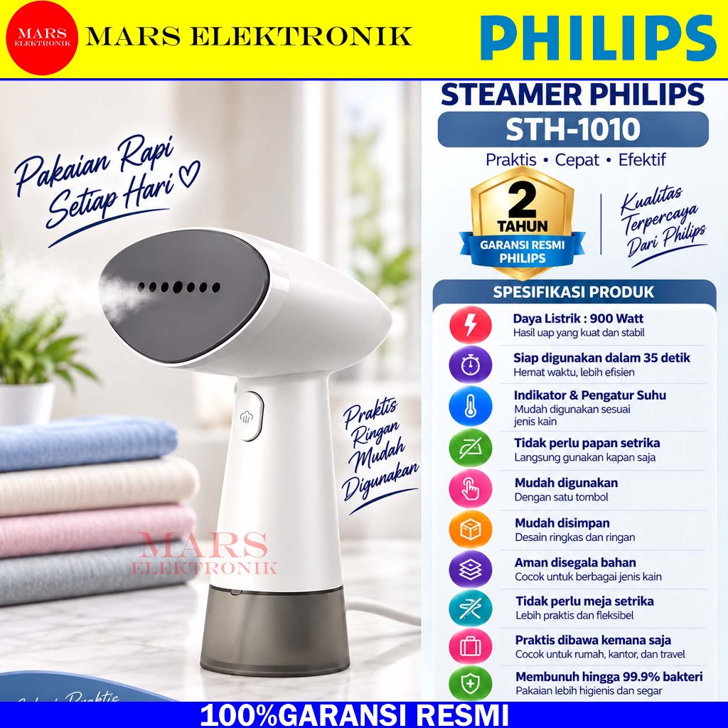 STEAMER PHILIPS STH1000 / STH1010  - SETRIKA UAP PHILIPS SETRIKA - STH 1000 / STH 1010 - HANDHELS ST