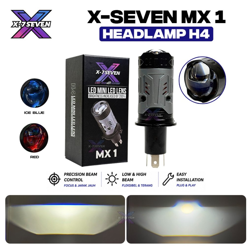 X7SEVEN - LAMPU UTAMA H4 MX1 65 WATT X-7SEVEN BLUELENS MOTOR MOBIL
