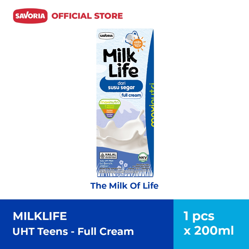 MilkLife UHT Teens Full Cream Milk - Susu Rasa Original 200ml