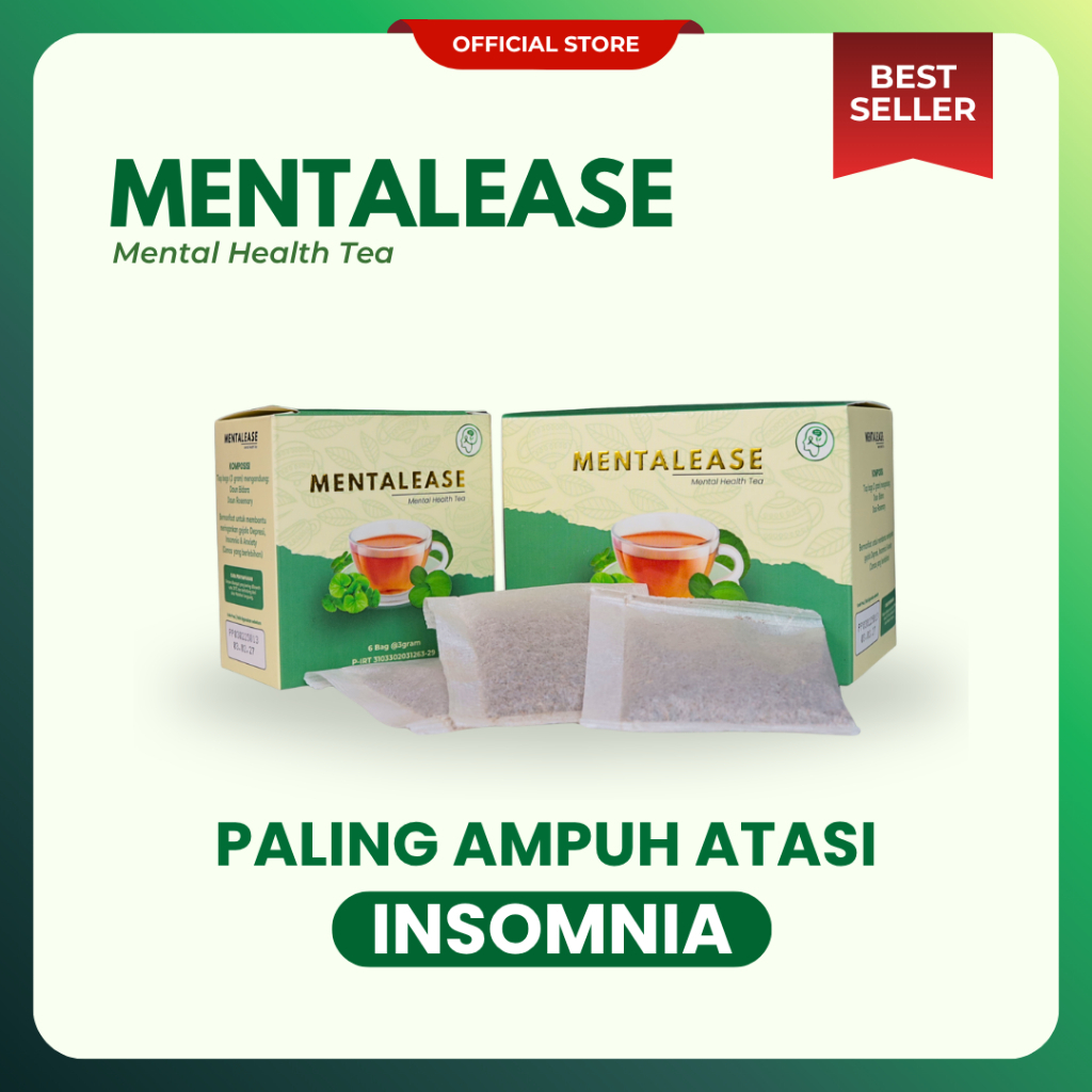 Mentalease - Obat Insomnia Paling Ampuh - Teh Herbal Bikin Cepat Tidur Pulas - 100% Bahan Alami 6 Ba