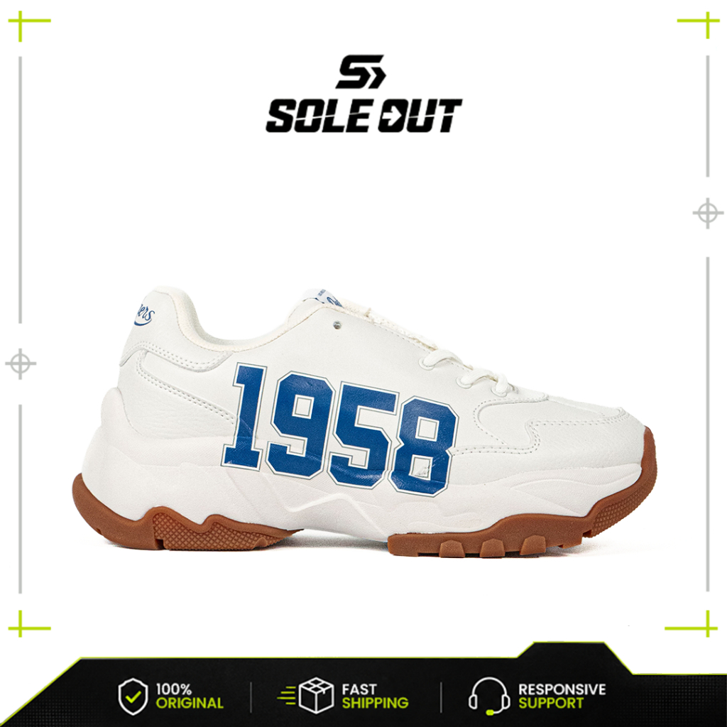 Sepatu Korea MLB Big Ball Chunky Daddy Shoes LA Dodgers White Blue Gum Sneakers Casual Outdoor Indoo