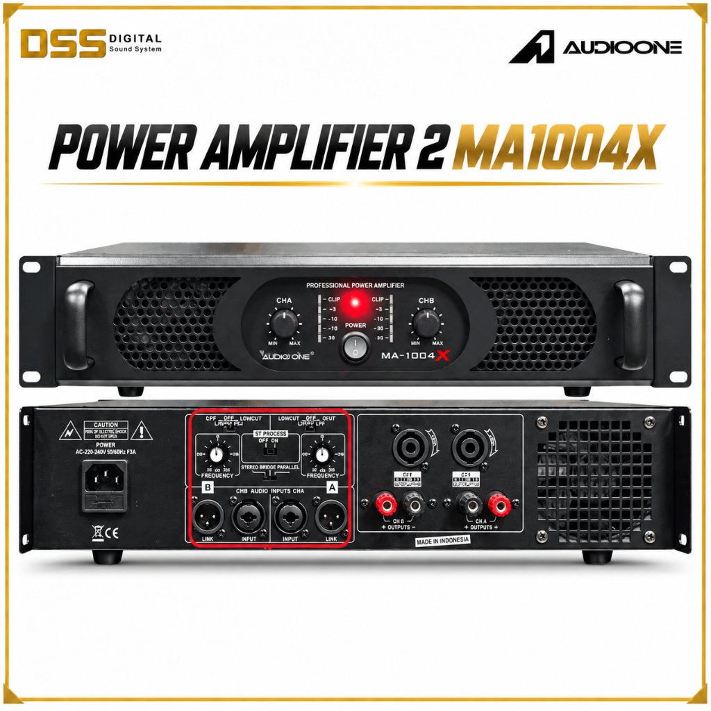 Power Amplifer 2 Channel AudioOne MA 1004X Professional Sound System Original I DSS