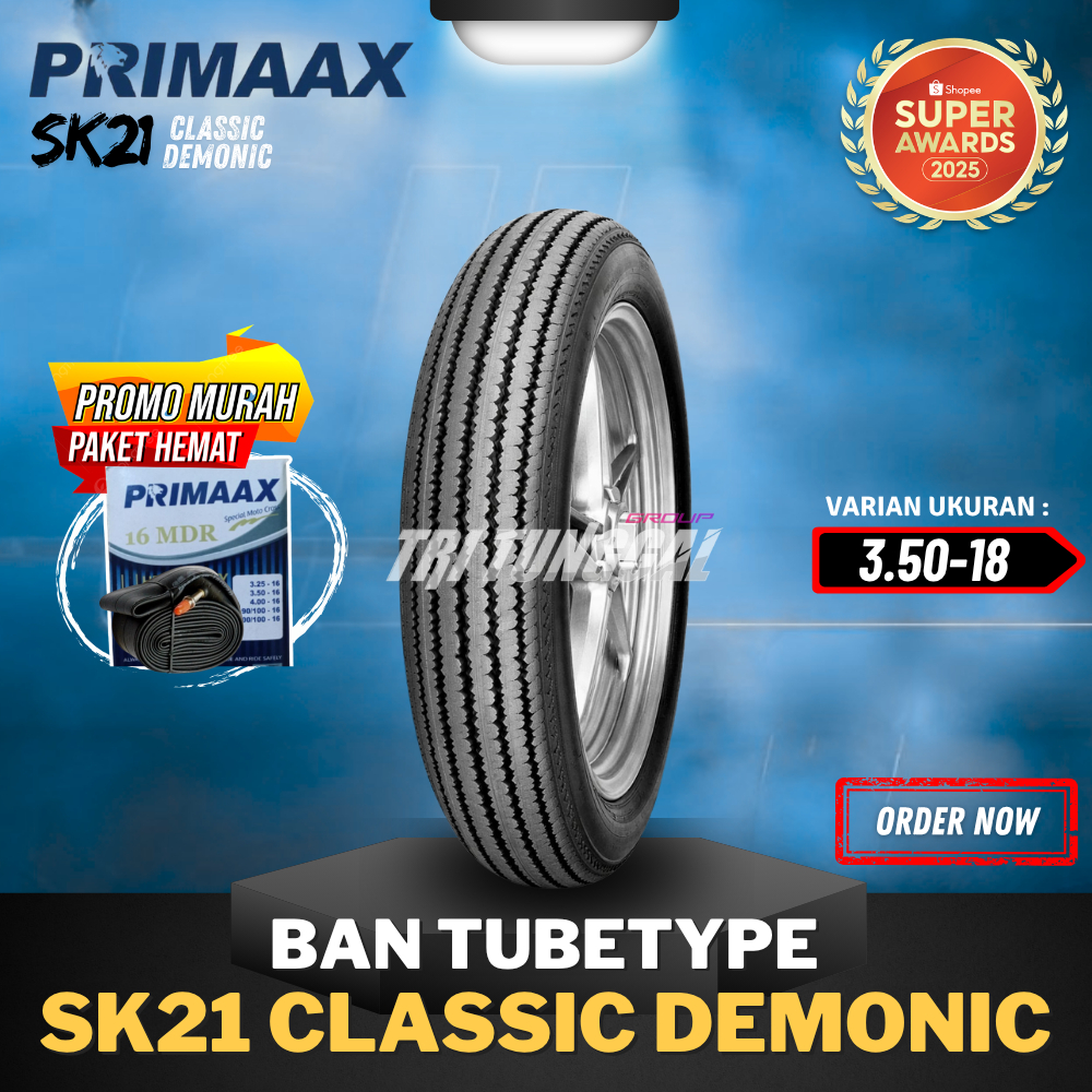 [READY COD] BAN LUAR PRIMAAX TUBETYPE SK21 CLASSIC DEMONIC ( 3.50-18 ) NON TUBLESS / MOTO CAFERACER 