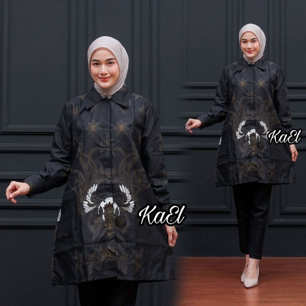 Blouse Batik Wanita Modern Motif Unik Tunik Muslimah Elegan untuk Kerja & Acara