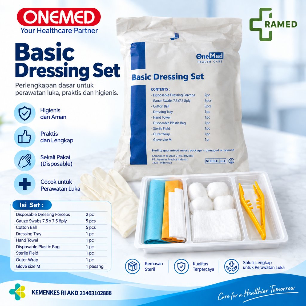 ONEMED Basic Dressing Set | Set Perawatan Luka Dasar | Dressing Set Steril | Perlengkapan Perawatan 