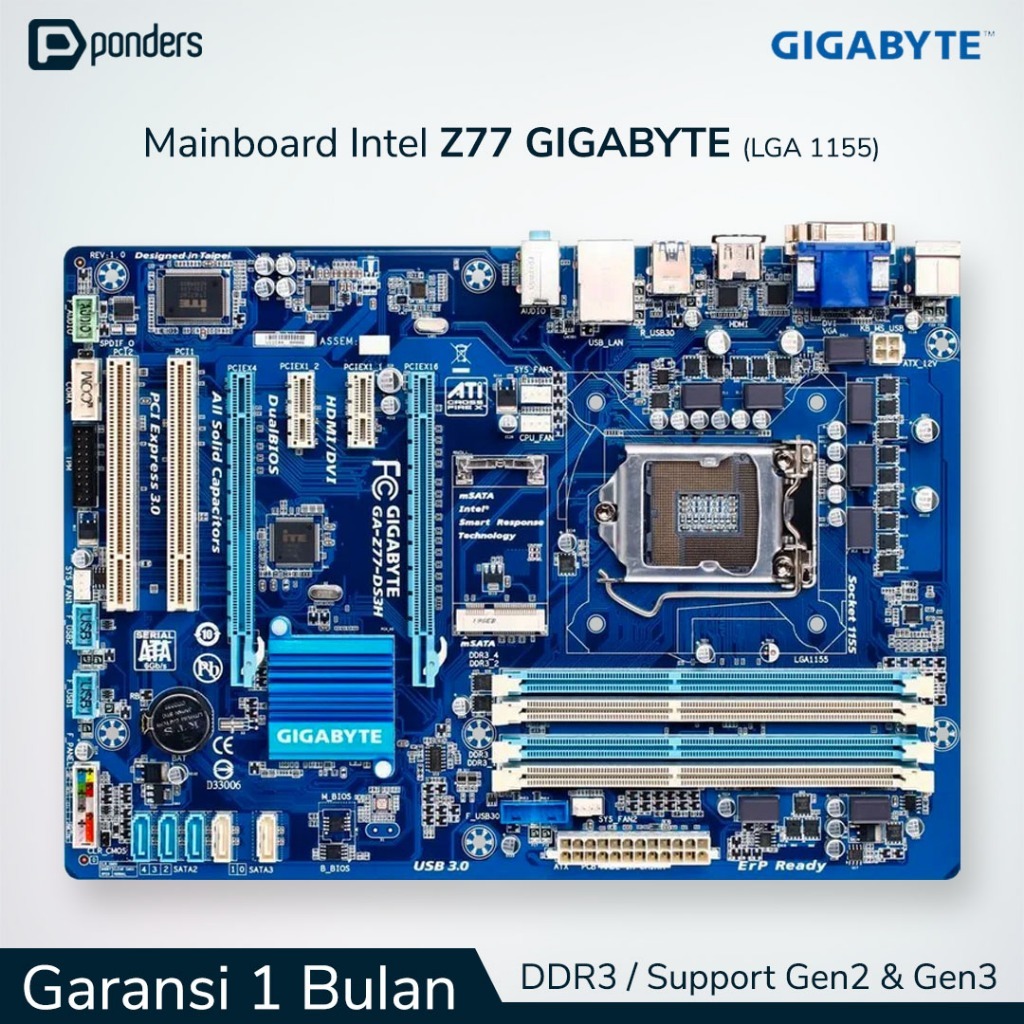 Mainboard Intel Gigabyte Z77 LGA 1155 DDR3 Support Gen2 & Gen3