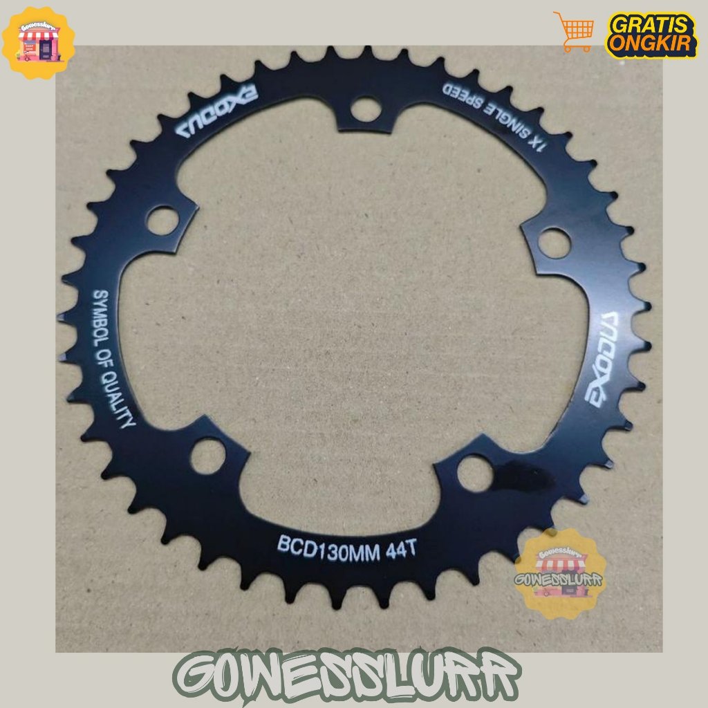 NEWWChainring Single Speed 44T 46T 48T Exodus BCD 130 Fixie Chain Ring Hitam Sepeda MTB Folding Fixi