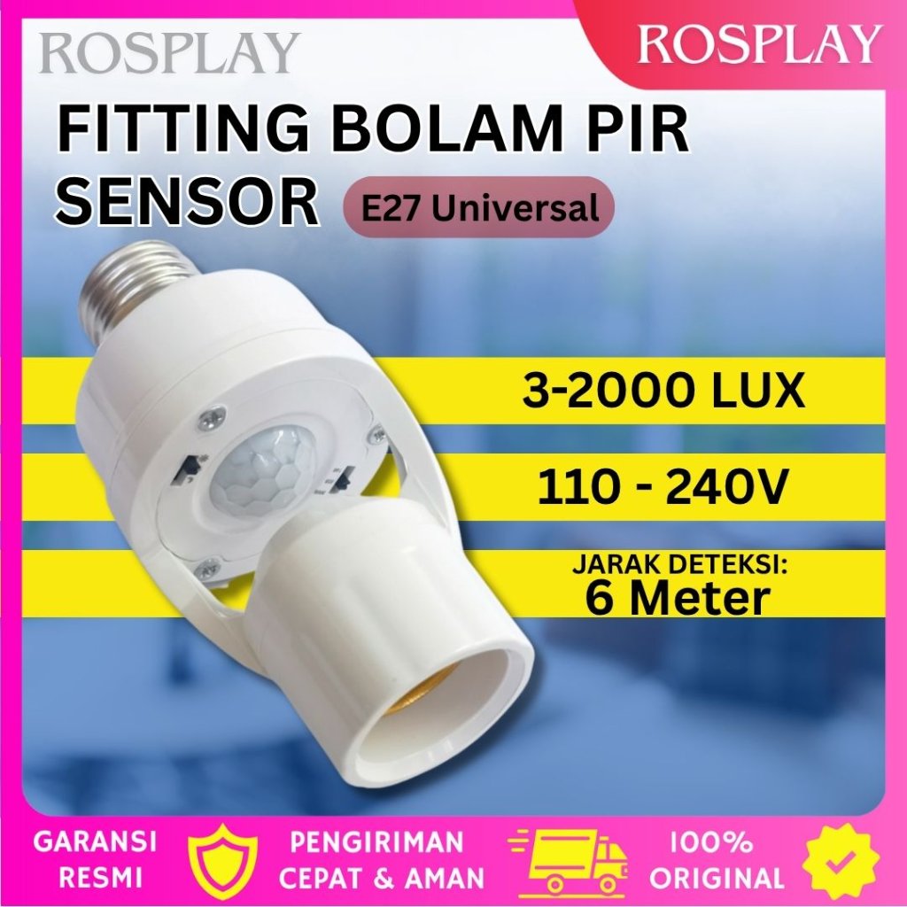 ROSPLAY Fitting Lampu Sensor Gerak Otomatis E27 Fitting Lampu Smart Sensor Gerak Infrared