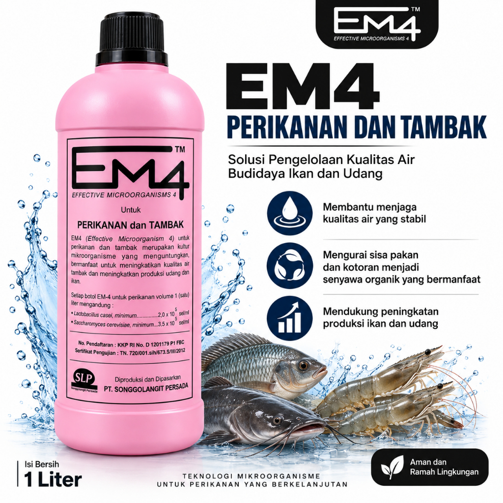 EM4 Perikanan dan Tambak 1 Liter Probiotik Ikan Udang Kolam Tambak