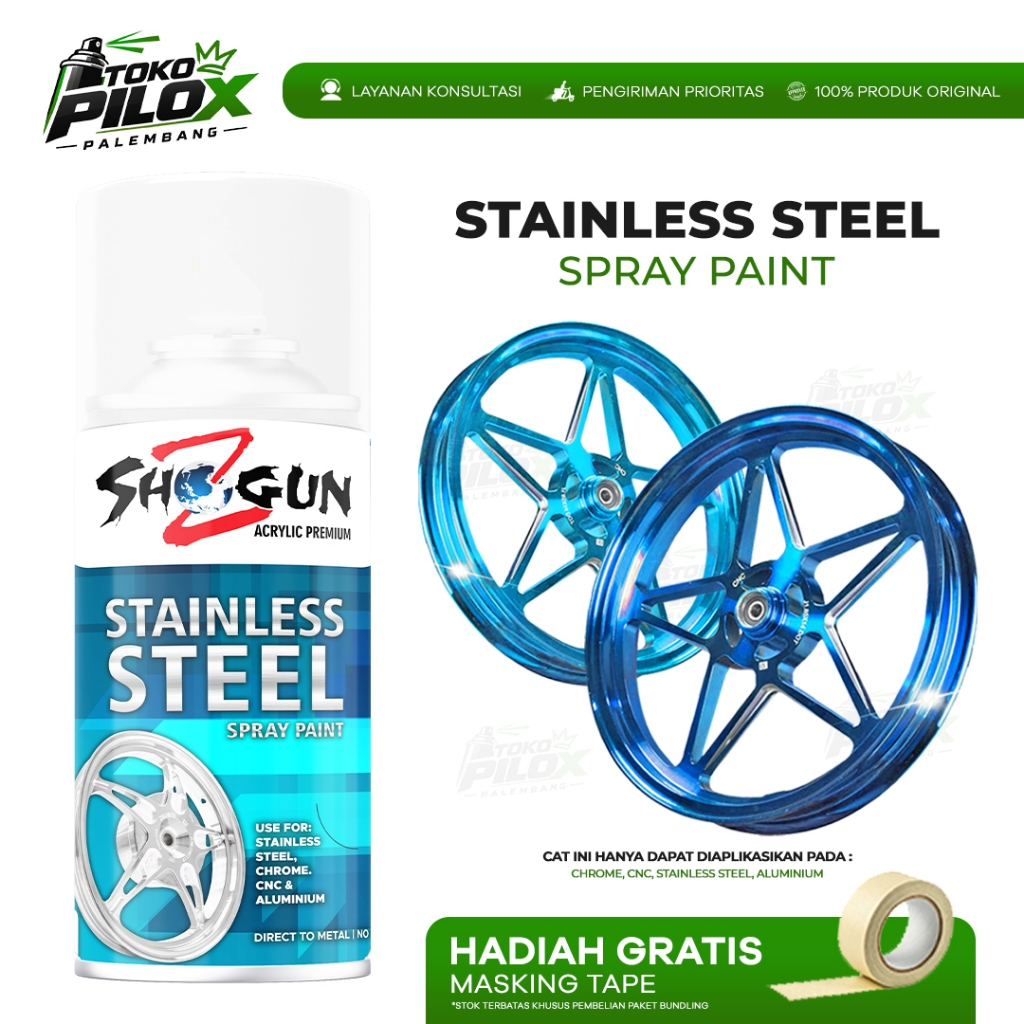 Shogun Z Stainless Steel Paint Crystal Blue Ice Blue Cat Semprot Pilox 300cc | Variasi Warna Cat Vel