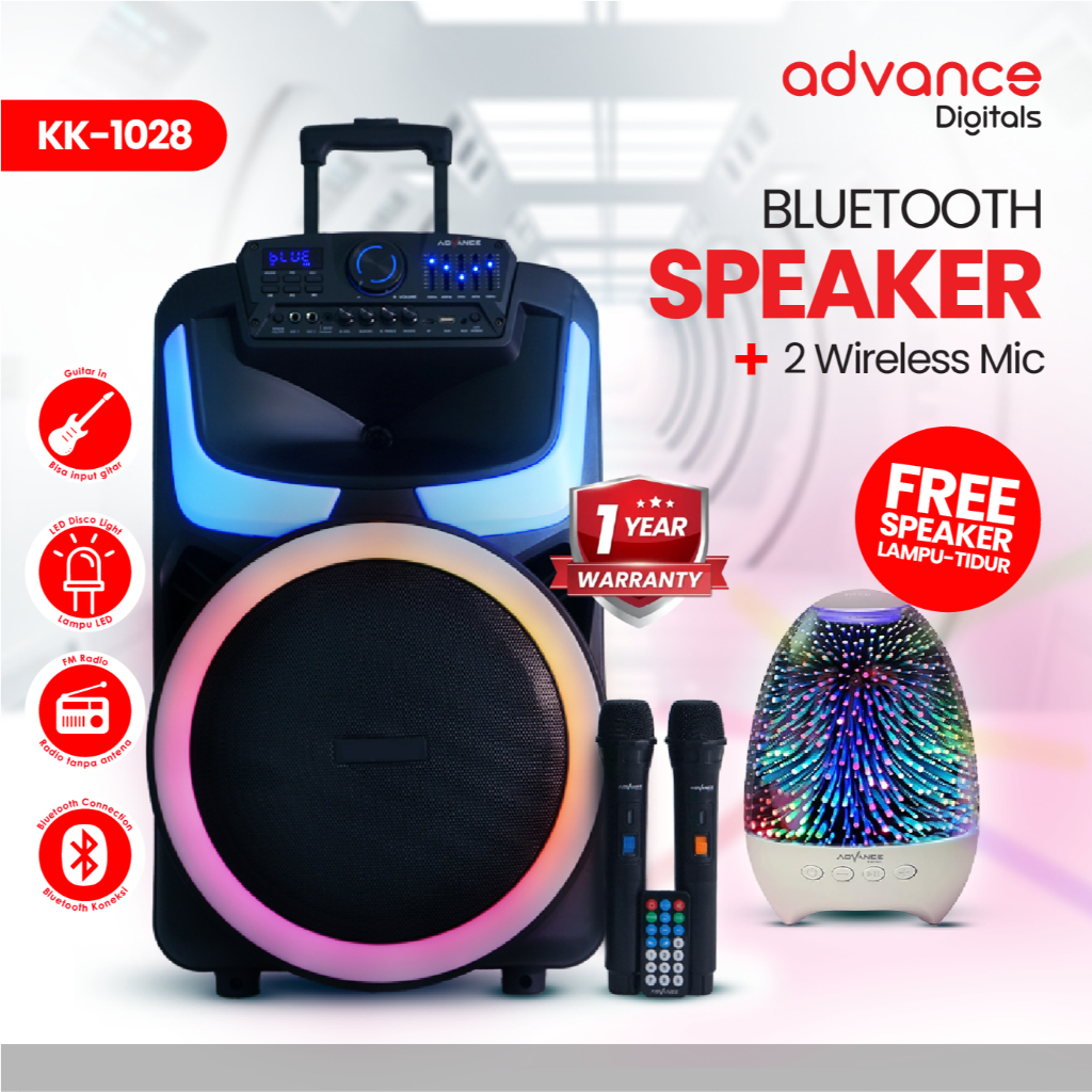 Advance Speaker 15“INC Gratis 2Mic Karoke KK-1028  Free 2Mic Karoke Subwoofer aktif KK-1028  Free 2M