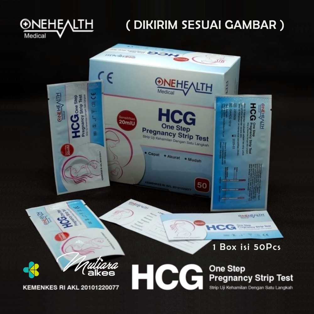 1Box Isi 50 pcs - Tes Pack Kehamilan OneHealth / Test pack / Tespek / HCG Urine Pregnancy [ Mutiara 