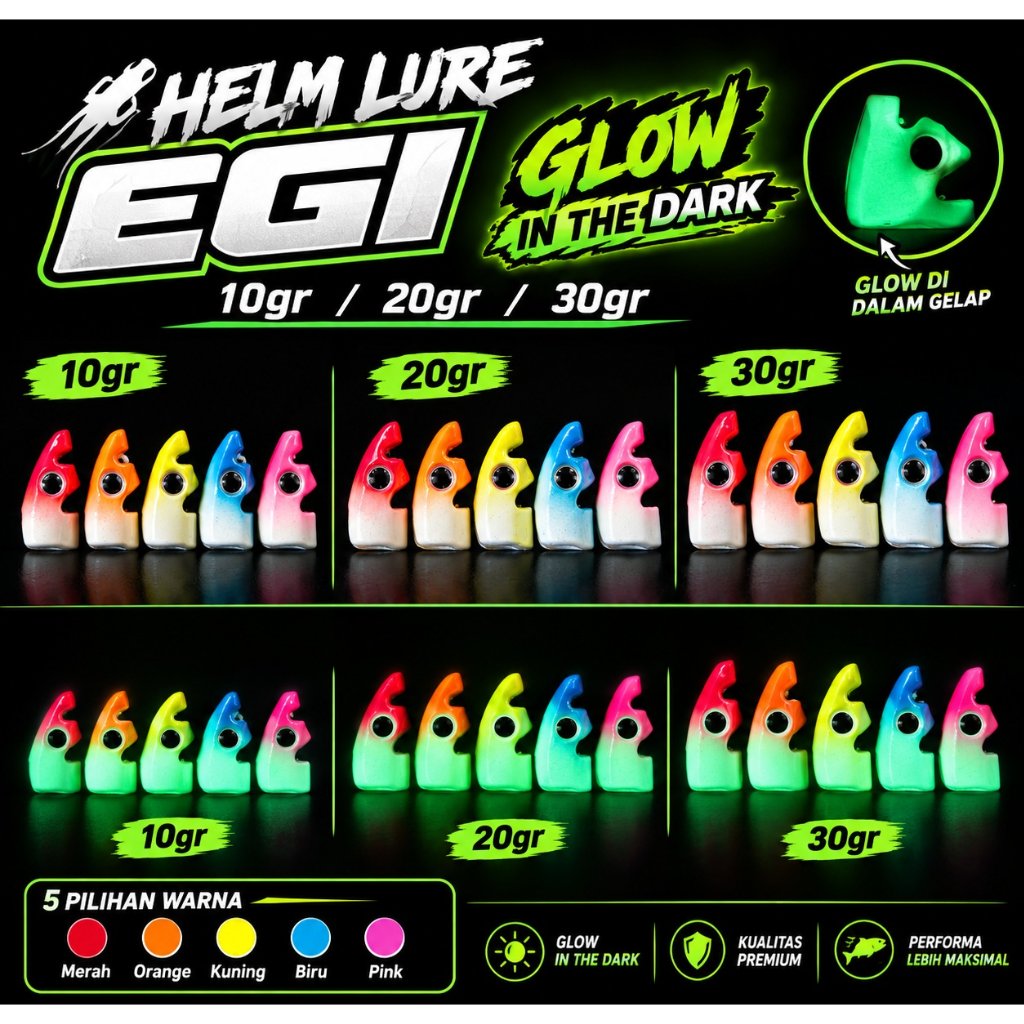 PEMBERAT UMPAN EGI SINKER timah pemberat egi / capela GLOW IN THE DARK PEMBERAT UMPAN MANCING CUMI