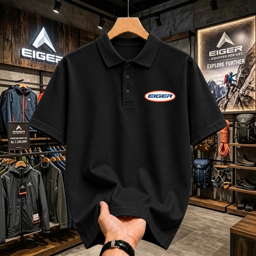 [ORI] Kaos Polo Pria Eiger T Shirt Casual 24S Cotton Combed Premium Adem Unisex Nyaman Perintilan Ae