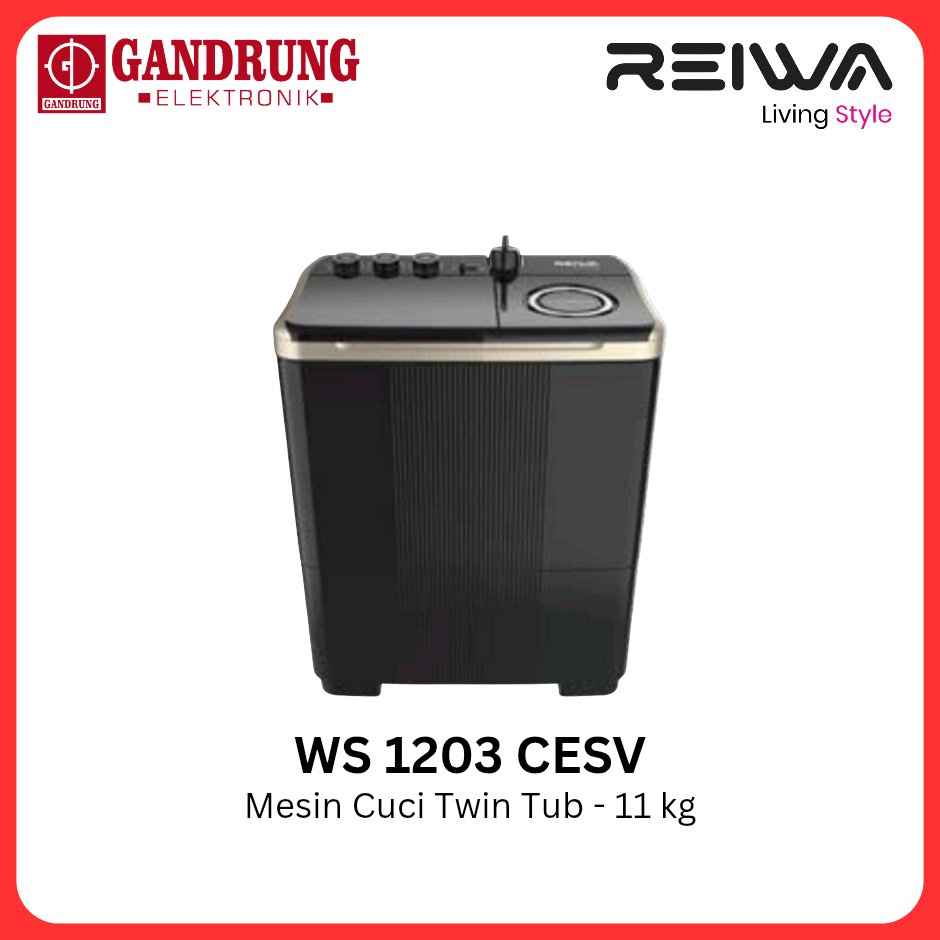REIWA Mesin Cuci 2 Tabung 11kg - WS-1203CESV/MTBL
