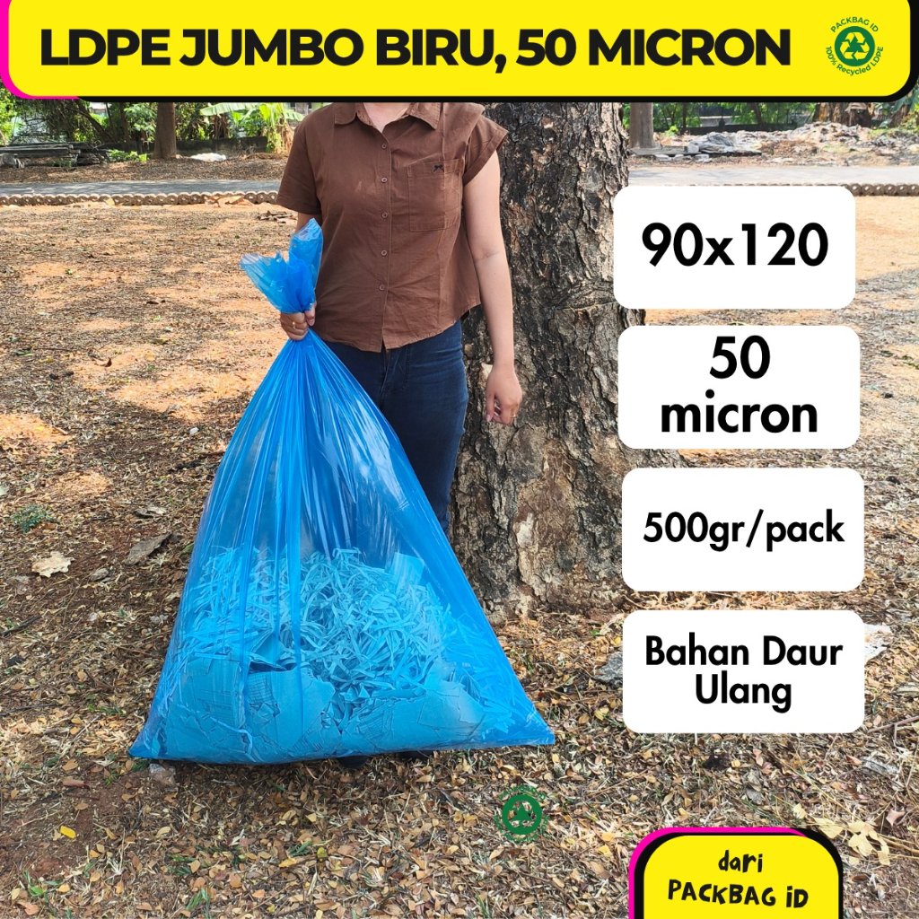 Plastik Jumbo PE Bening dan Warna, food grade dan Recycle, Kantong Plastik LDPE, 500gr per pack