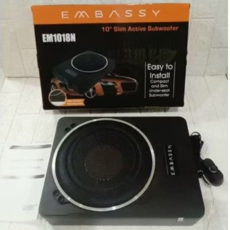 Subwoofer 10 inch aktif kolong jok embassy 10 inch 1018N