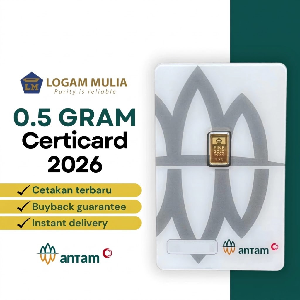Logam Mulia Emas Antam 0,5 Gram Emas Murni 999.9