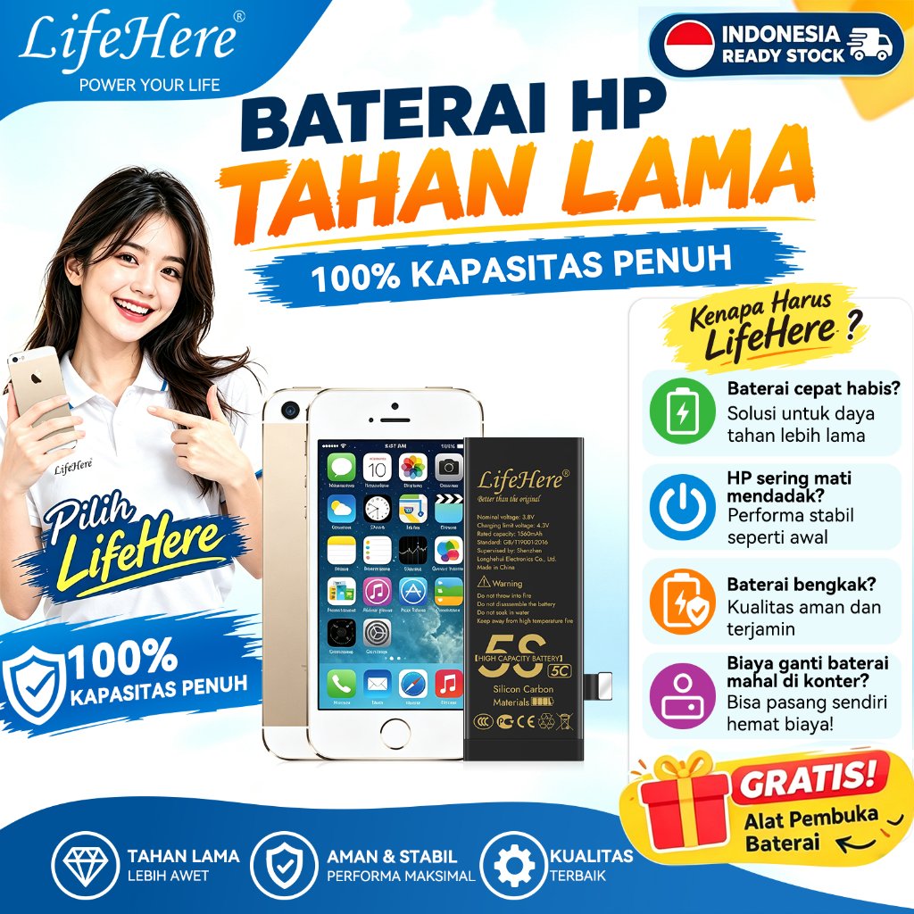 Lifehere-Baterai-Iphone 5S baterai bater