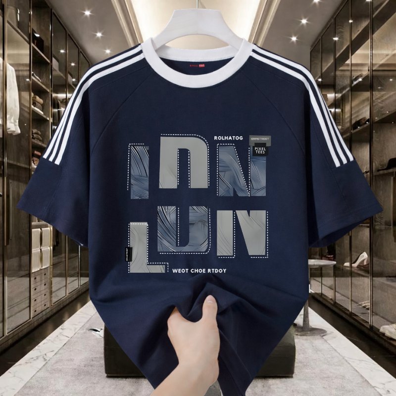 Pixel Tees T-shirt Lengan Pendek Kaos Oversize Tiga Garis Korea Premium 100% Katun | LDN Style Pria 